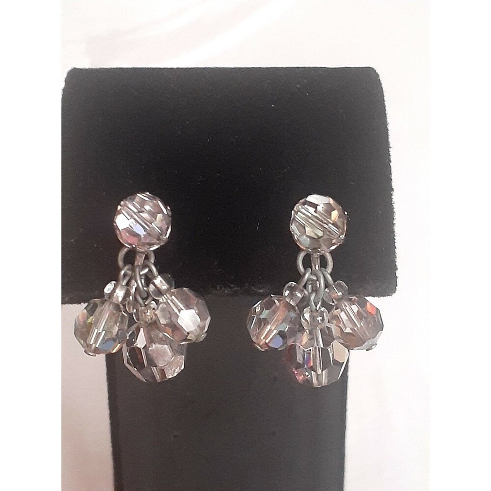 Vintage Aurora borealis Bead Dangle/drop screw back earrings